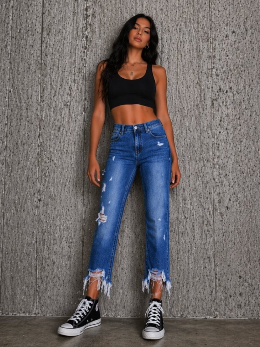 Blank NYC Madison Crop Destroyed Jeans Size 24 High Rise Frayed Hem Denim
